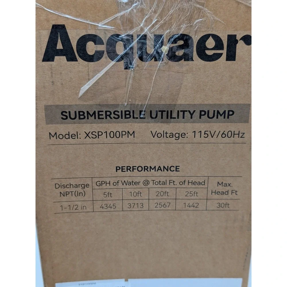 Acquaer 1HP Sump Pump 4345GPH Submersible Water Pump, Manual Utility Pump, Wa...